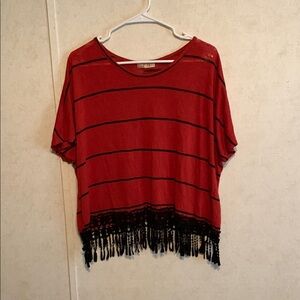 Lavish Burnt Orange and Black Striped Blouse